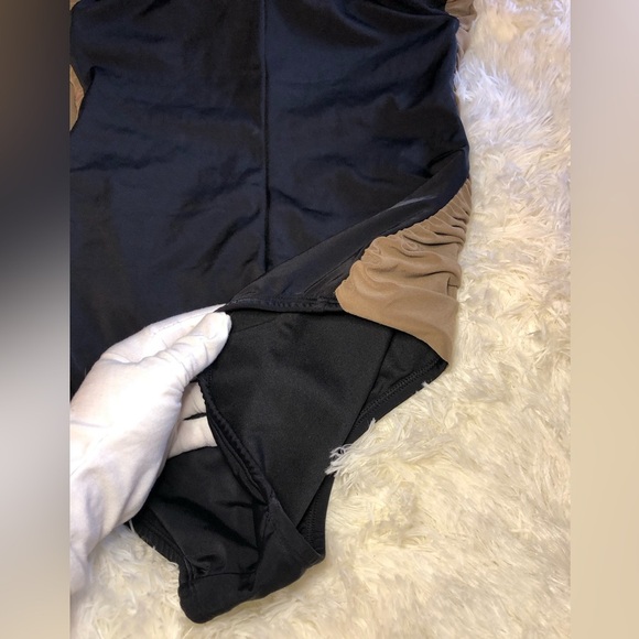 Brown and Black Swimsuit with Ruched Design - Picture 14 of 16